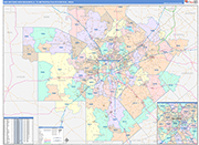 San Antonio-New Braunfels Metro Area Wall Map Color Cast Style